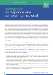 Raltegravir: corresponde una compra internacional