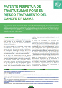 Patente perpetua de trastuzumab pone en riesgo tratamiento del cáncer de mama